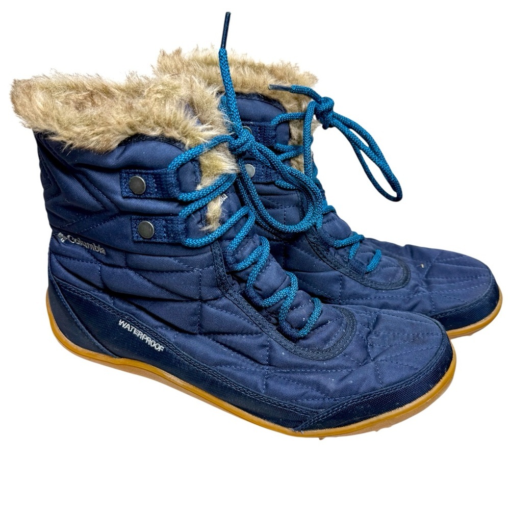 COLUMBIA Women's 10.5 Minx Shorty Winter Boot Insulated Waterproof Blue Fur